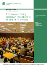 Coronavirus: Easing lockdown restrictions in FE and HE in England: (Briefing Paper Number 8932)